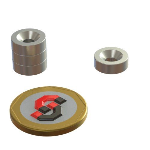 N52 Neodymium magnet countersunk ring : 12mm OD x 8mm large ID x 4mm small ID x 4mm H - The Quaint Magnet Shop