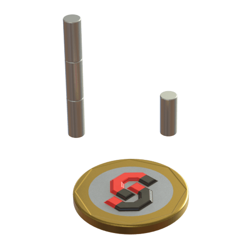 N52 Neodymium magnet cylinder : 4mm OD x 10mm T - Supreme Magnets