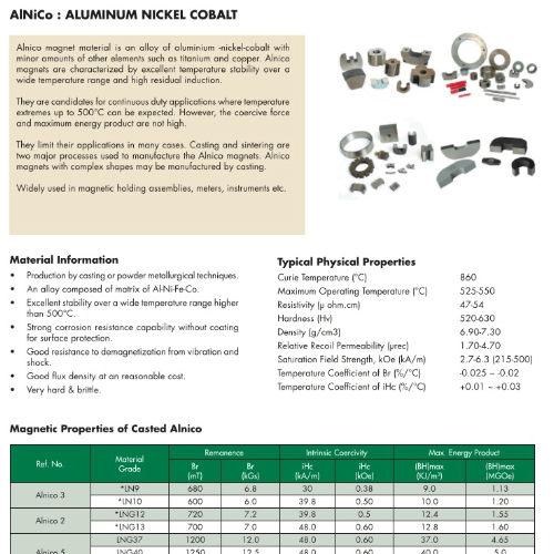 AlNiCo Material Datasheet Supreme