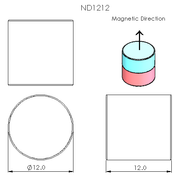 N52 Neodymium magnet cylinder : 12mm OD x 12mm T