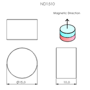 N52 Neodymium magnet cylinder : 15mm OD x 10mm T