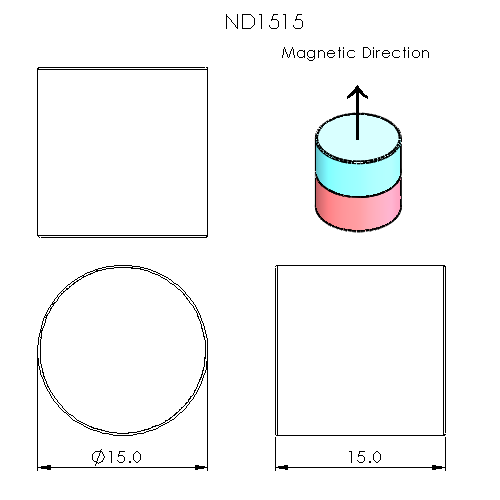 N52 Neodymium magnet disc : 15mm OD x 15mm T