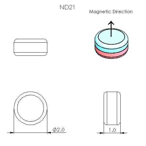 N52 Neodymium magnet disc : 2mm OD x 1 mm H