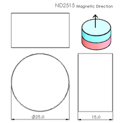 N52 Neodymium magnet disc : 25mm OD x 15mm T