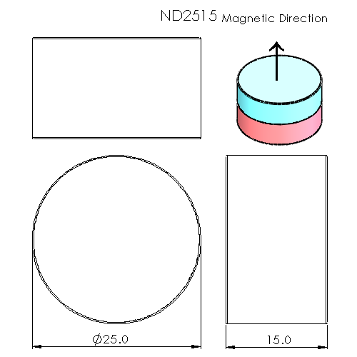 N52 Neodymium magnet disc : 25mm OD x 15mm T