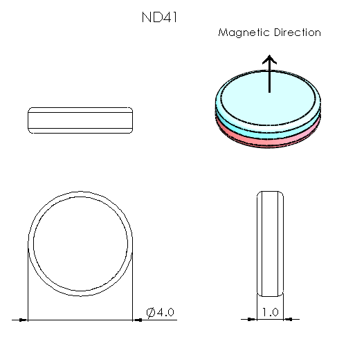 N52 Neodymium magnet disc : 4mm OD x 1mm H