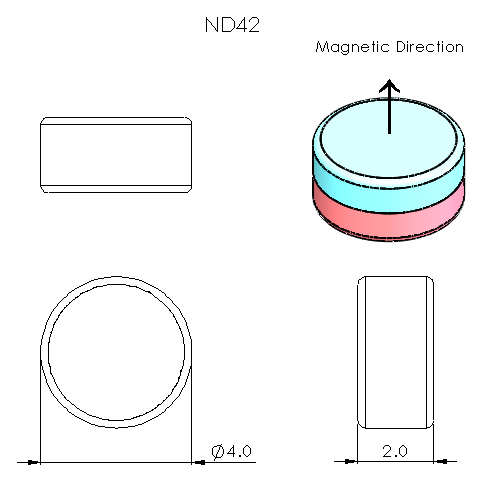 N52 Neodymium magnet disc : 4mm OD x 2mm H