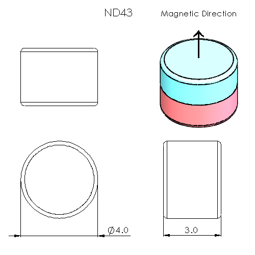 50x N52 Neodymium Disc Magnets 4mm X 3mm - Diametrically Magnetised