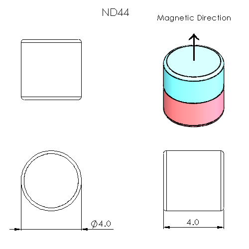 N52H Neodymium magnet cylinder : 4mm OD x 4mm H