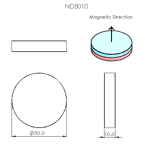 N52 Neodymium magnet disc : 50mm OD x 10mm T
