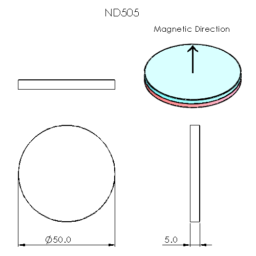 N52 Neodymium magnet disc : 50mm OD x 5mm H