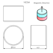 N52 Neodymium magnet disc : 5mm OD x 4mm T - schematic