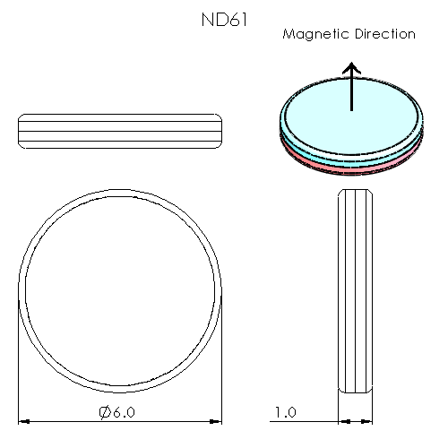 N52 Neodymium Magnet Disc 6mm OD x 1mm H