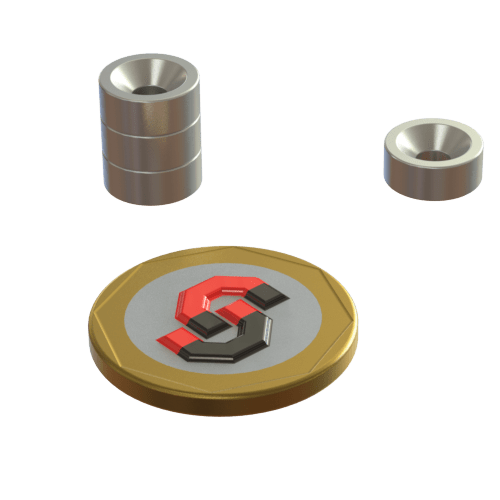 N35 AH Neodymium magnet countersunk ring : 10mm OD x 7.3mm large ID x 3.5mm small ID x 4mm H - The Quaint Magnet Shop of Supreme Magnets