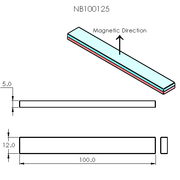 N52 Neodymium magnet block : 100mm L x 12mm W x 5mm H - The Quaint Magnet Shop of Supreme Magnets