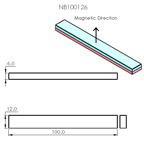 N52 Neodymium magnet block : 100mm L x 12mm W x 6mm H - The Quaint Magnet Shop of Supreme Magnets