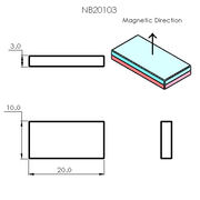 N52 Neodymium magnet block : 20mm L x 10mm W x 3mm H - The Quaint Magnet Shop of Supreme Magnets
