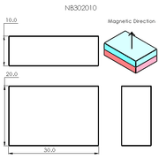 N52 Neodymium magnet block : 30mm L x 20mm W x 10mm H - The Quaint Magnet Shop of Supreme Magnets