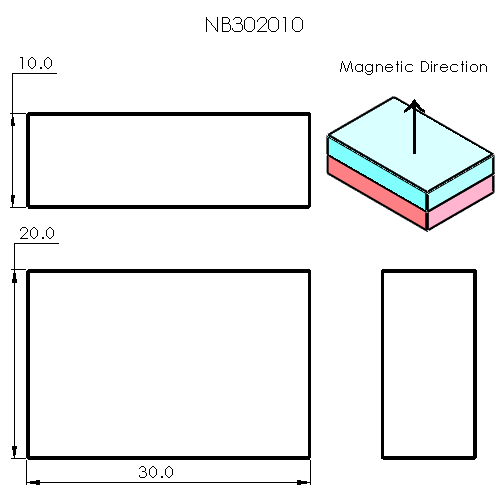 N52 Neodymium magnet block : 30mm L x 20mm W x 10mm H - The Quaint Magnet Shop of Supreme Magnets