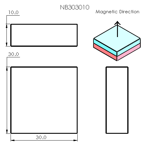 N52 Neodymium magnet block : 30mm L x 30mm W x 10mm H - The Quaint Magnet Shop of Supreme Magnets