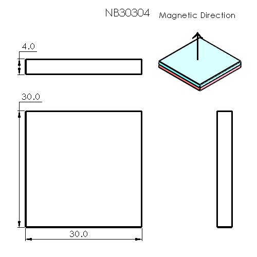 N52 Neodymium magnet block : 30mm L x 30mm W x 4mm H - The Quaint Magnet Shop of Supreme Magnets