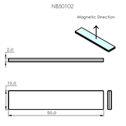 N52 Rare Earth Magnet Block 50mm L x 10mm W x 2mm H - The Quaint Magnet Shop of Supreme Magnets