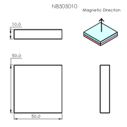N52 Neodymium magnet block : 50mm L x 50mm W x 10mm H - The Quaint Magnet Shop of Supreme Magnets