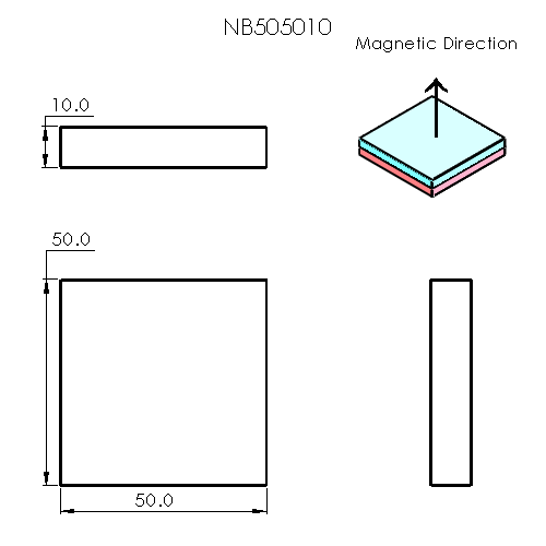 N52 Neodymium magnet block : 50mm L x 50mm W x 10mm H - The Quaint Magnet Shop of Supreme Magnets