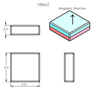 N52 Neodymium magnet block : 6mm L x 6mm W x 2mm H - The Quaint Magnet Shop of Supreme Magnets