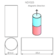 N52 Neodymium magnet cylinder : 10mm OD x 25mm H - The Quaint Magnet Shop of Supreme Magnets