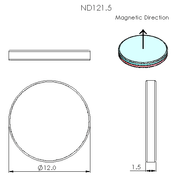 N52 Neodymium Magnet Disc 12mm OD x 1.5mm H - The Quaint Magnet Shop of Supreme Magnets