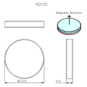 N52 Neodymium magnet disc : 12mm OD x 2mm H - The Quaint Magnet Shop of Supreme Magnets