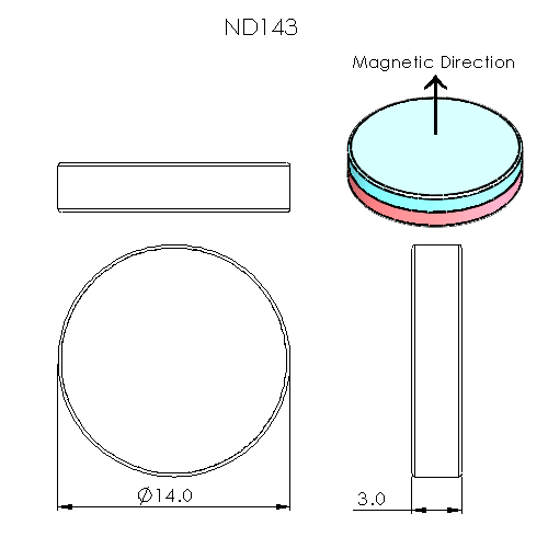N52 Neodymium magnet disc : 14mm OD x 3mm H - The Quaint Magnet Shop of Supreme Magnets