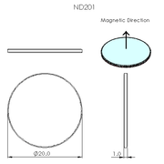 N52 Neodymium magnet disc : 20mm OD x 1mm H - The Quaint Magnet Shop of Supreme Magnets