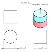 N52 Neodymium magnet disc : 22.5mm OD x 22mm H - The Quaint Magnet Shop of Supreme Magnets