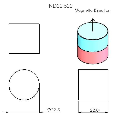 N52 Neodymium magnet disc : 22.5mm OD x 22mm H - The Quaint Magnet Shop of Supreme Magnets