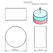 N52 Neodymium magnet disc : 35mm OD x 20mm H - The Quaint Magnet Shop of Supreme Magnets