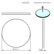 N52 Neodymium magnet disc : 35mm OD x 2mm H - The Quaint Magnet Shop of Supreme Magnets