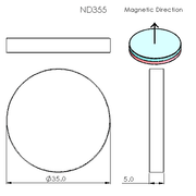 N52 Neodymium magnet disc : 35mm OD x 5mm H - The Quaint Magnet Shop of Supreme Magnets