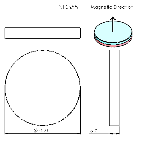 N52 Neodymium magnet disc : 35mm OD x 5mm H - The Quaint Magnet Shop of Supreme Magnets