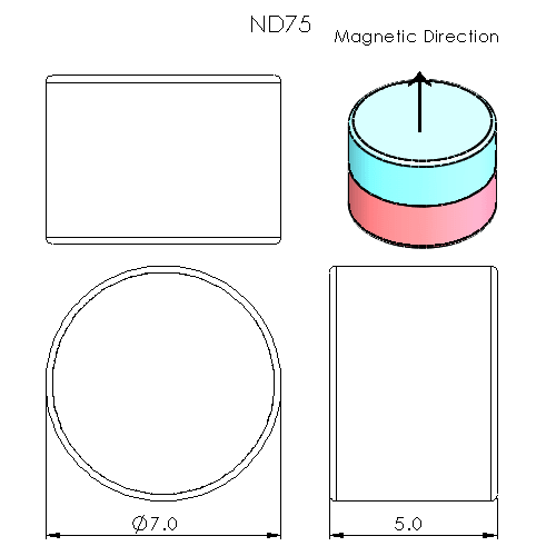 N52 Neodymium magnet disc Epoxy : 7mm OD x 5mm H - The Quaint Magnet Shop of Supreme Magnets