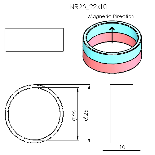N52 Neodymium Magnet Epoxy Coat Ring 25mm OD x22mm IDx10mm H - The Quaint Magnet Shop of Supreme Magnets