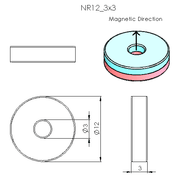 N52 Neodymium Magnet Ring 12mm OD x 3mm ID x 3mm H - The Quaint Magnet Shop of Supreme Magnets