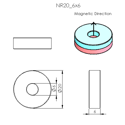 N52 Neodymium Magnet Ring 20mm OD x 6mm ID x 6mm H - The Quaint Magnet Shop of Supreme Magnets