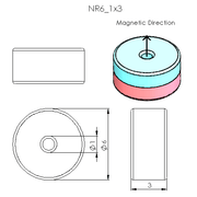 N52 Neodymium Magnet Ring 6mm OD x 1mm ID x 3mm H - The Quaint Magnet Shop of Supreme Magnets
