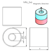 N52 Neodymium Magnet Tube 6mm OD x 3mm ID x 6mm H - The Quaint Magnet Shop of Supreme Magnets