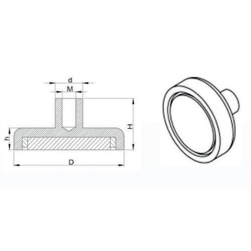 Falcon Claw ND Series Supreme Round Base Neodymium Pot Magnet with Stud - Supreme Magnets