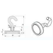 Falcon Claw NE Series Supreme Round Base Neodymium Pot Magnet with Hook - Supreme Magnets