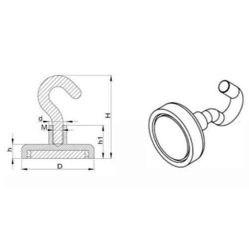 Falcon Claw NE Series Supreme Round Base Neodymium Pot Magnet with Hook - Supreme Magnets