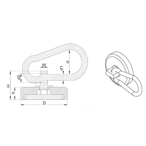 Falcon Claw NI Series Supreme Round Base Neodymium Pot Magnet with Carabiner - Supreme Magnets